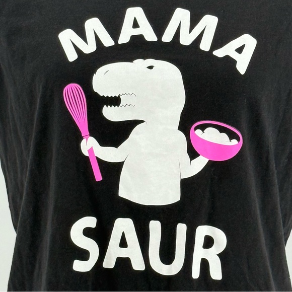 Delta Mamasaurus Dinosaur Mom Women V Neck Black Short Sleeve T-Shirt - Picture 3 of 10